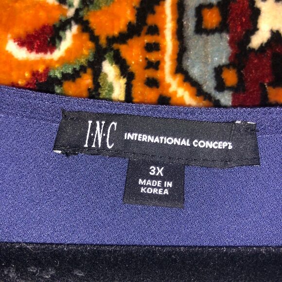 I.N.C. Women's Navy Blue Short Sleeve V-Neck Blouse size 3X - Picture 5 of 5